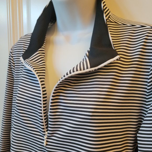 Tommy Bahama Island Zone Black Aubrey Stripe 1/2 Zip Athletic Top - Picture 4 of 16